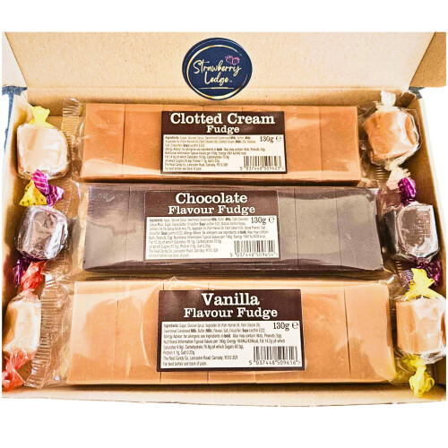 Fudge | Sweets Gift Box | Clotted Cream, Chocolate, Vanilla Bars And