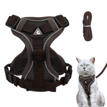 Cat Harness and Lead Set, Adjustable Kitten Harness and Lead Set with Reflective Strips Escape-Proof