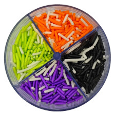 Edible Halloween Jimmies Sugar Sprinkles for Cake Decorating, Baking, Ice Cream, Cookies, Cupcake Topper Decorations (White&Orange&Black&Green&Purple)