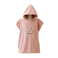 BeLikeFish Kids Hooded Towel, Soft Coral Fleece, Absorbent, Ideal for Ages 2-9 (Pink Bunny, 60x60cm, 2-6 years)