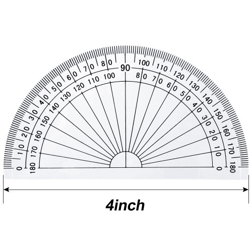 Plastic Protractor for Angle Measurement Student Math 180 Degrees, 4 Inches, Clear, 10 Pack 2