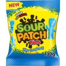 Sour Patch Kids Blue Raspberry, Soft & Chewy Sour Then Sweet Candies, 130 g Bag (Pack of 1)