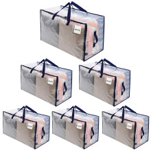 VENO 6 Pack Heavy-Duty Oversize Large Storage Bag Organizer with Zips and Tag Pocket for Moving, Clothes Storage, Laundry Bag, Packing