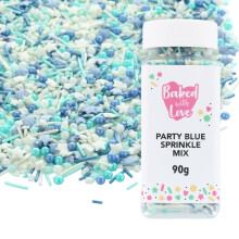 Blue Sprinkles By Baked With Love | 90g | Blue & White Sugar Cake Sprinkles, Edible Cake Decorations, Sugar Hearts, Stars, Strands