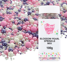 Blossom Pearl Sprinkles By Baked With Love | 100g | Pink, Purple, Silver Sugar Cake Sprinkles, Edible Cake Decorations, Sugar Balls For Cupcakes