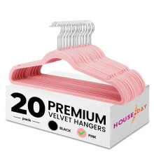 HOUSE DAY Velvet Hangers 20 Pack - Coat Hangers with Space Saving for Adult(44.5cm), Non-Slip Coat Hanger with 360Swivel Hook - Durable
