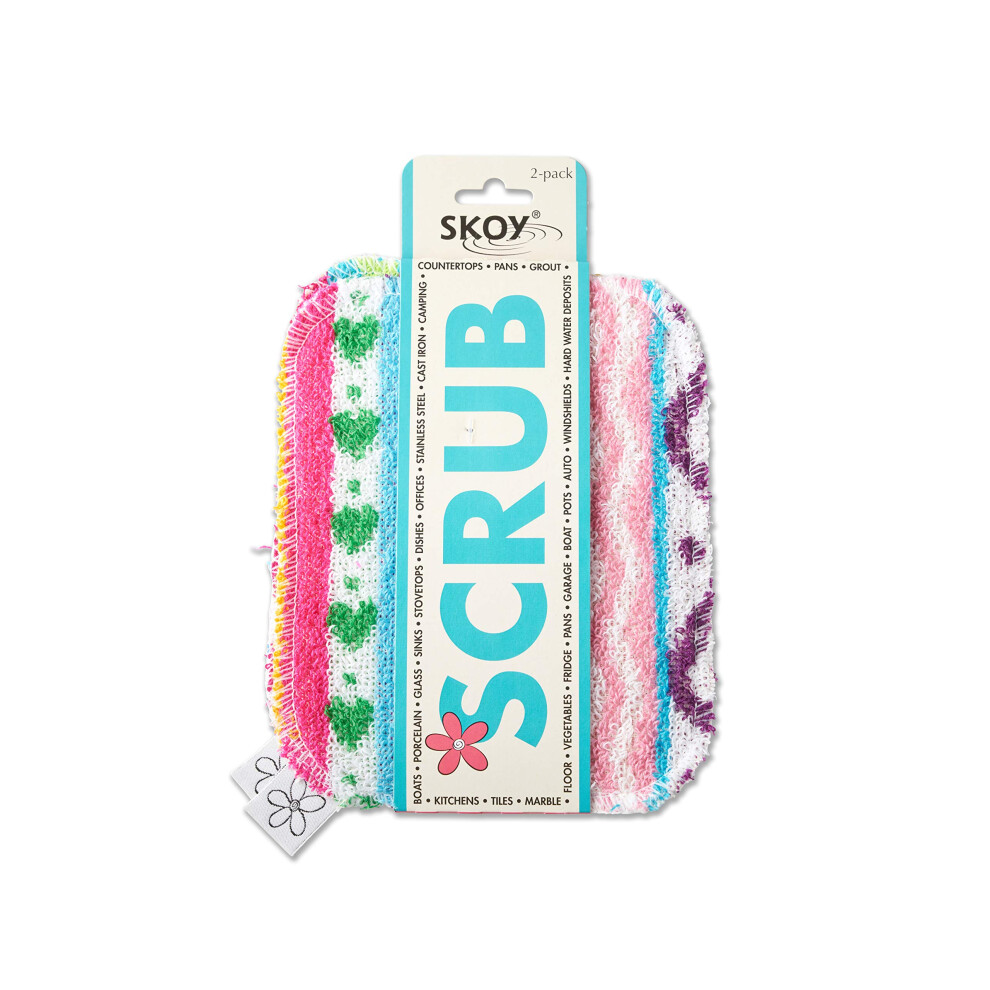 Skoy Scrub, 2-Pack Reusable, Non-Scratching Dish Scrubber For Kitchen And Household Cleaning, Planet-Friendly, Dishwasher Safe Soft Scrub 5051227001986