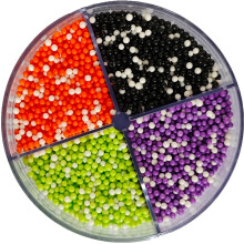 Edible Halloween Nonpareil Sprinkles, 2mm Sugar Pearls for Cake Decorating, Baking, Ice Cream, Cookies, Cupcake Topper Decorations (White&Orange&Blac