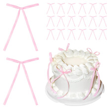 20Pcs Light Pink Bows for Cake, Light Pink Bow Cake Toppers Bow Cake Decorations Bowknot Cake Picks for Birthday Wedding Anniversary Party Cake