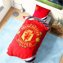 Get Trend Manchester United FC Single Duvet Cover Set, Reversible Man United Football Bedding Set with Pillowcase, Soft Durable Duvet Quilt Cover