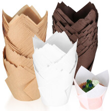 200 Pcs Tulip Muffin Cases for Baking, Greaseproof Natural Paper Muffin Cups, Wedding & Birthday Party