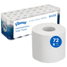 Kleenex Toilet Tissue Rolls 8459 – 3-Ply White Toilet Paper, Soft, Strong & FSC Certified – 8 Packs x 9 Rolls, 195 Sheets Each