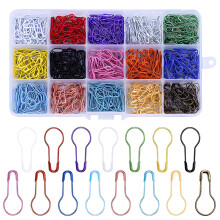 iJiZuo 450pcs Safety Pins with Clear Case, Gourd Pear Clips Pins,Stitch Markers Knitting Crochet Locking Safety Pin