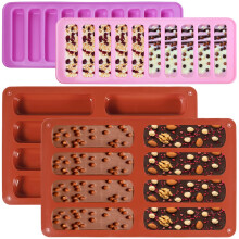 4PCS Silicone Granola Bars Mould, Chocolate Bar Moulds, 8 and 10 Cavity, Silicone Cake Moulds for Baking, Anti-Stick