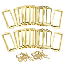 sourcing map Metal Label Holders, 83x30mm 30pcs File Name Card Tag Label Holder Frame for Office Library Drawer Cabinet Shelves, Gold Tone