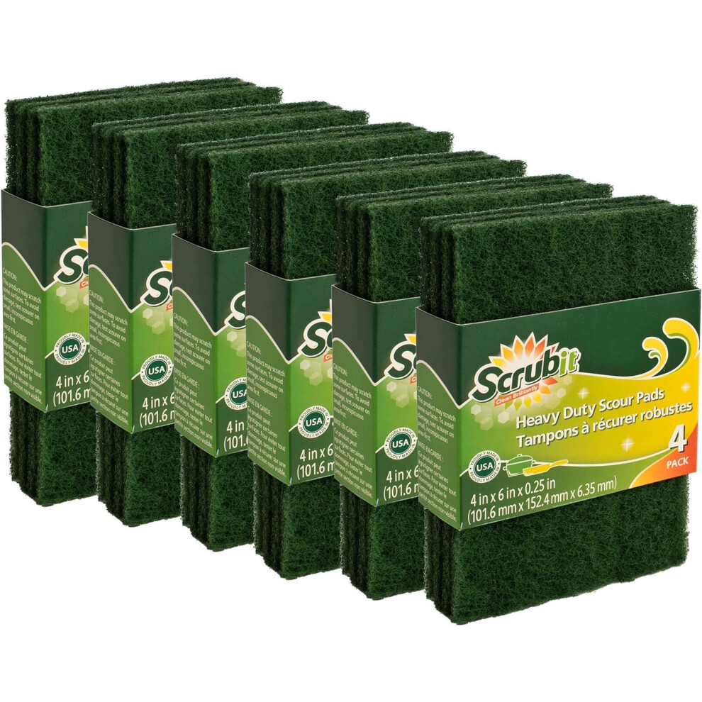 Scrub-It Scouring Pads - Heavy Duty Household Cleaning Scrubber With Non-Scratch Anti-Grease Technology - Reusable - 4 Pack (X3) Total 12 Pads Green 5051227002044
