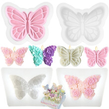 Paotxpum 4 PCS 3D Flower Butterfly Candle Molds Mini Butterfly Silicone Molds Epoxy Resin for Candle Making Resin Casting Soap Plaster Fondant Cake