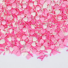Edible Heart Sprinkles for Cake,Pink White Hearts Sprinkle,Pearl Sugar Jimmies Mix 130g Baking Candy,Cupcake Toppers,Cookie Donuts Decorating,Wedding