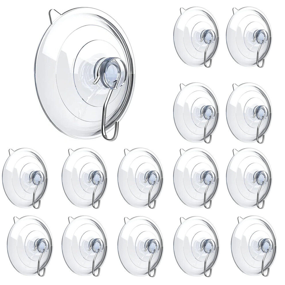 Alinw 15 Pcs Suction Hooks, Window Suction Cup Removable Wall Hooks, Heavy Clear Reusable Sucker Cups For Bathroom, Window, Shower, Kitchen 5051227067159
