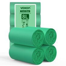 VOXON 100% Biodegradable Food Waste Bags, 8 L x 120 Counts Compostable Bin Liners with Extra Thick 24μm