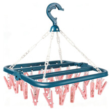 lohey Foldable Clothes Drying Rack with 32 Clips, Space-Saving Sock Hangers for Drying, Multi-Functional Clothes Pegs for Washing Line for Hats