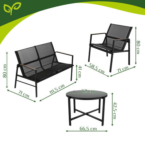 Balkonmöbel-Set - 4-teilig, Stahl & Teslin-Gewebe 1