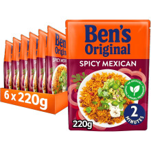 BEN'S ORIGINAL Spicy Mexican Microwave Rice, Bulk Multipack 6 x 220g pouches