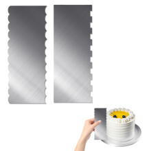 Cake Scraper, 2Pcs Stainless Steel Cake Scraper Tool 9 Inch Double Sided Cake Smoother Icing Frosting Buttercream Comb Double Sided Fit for Different