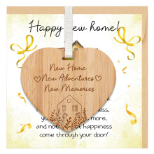 Welsky New Home Card with Envelope, New Home Gifts Greeting Cards with Wooden Heart Plaque