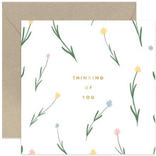 Old English Co. Thinking of You Card for Them - Floral Gold Foil Sympathy Card for Him or Her