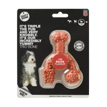 TastyBone TrioBone Nylon Dog Chew Toy for Small Dogs (Bacon) - Indestructible for Aggressive Chewers, Everlasting Flavour, Strong Healthy Teeth