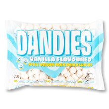 Dandies Mini Vegan Marshmallows Vanilla Flavoured 200g | Gelatine-Free | Gluten-Free | No Artificial Colours or Flavours | Suitable for Baking