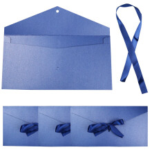 4 Pack Kraft Paper Envelopes with Ribbons, 22 * 10.9 cm Invitation Envelopes for Festival and Party - Lake Blue