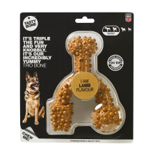 TastyBone TrioBone Nylon Dog Chew Toy for Large Dogs (Lamb) - Indestructible for Aggressive Chewers, Everlasting Flavour, Strong Healthy Teeth