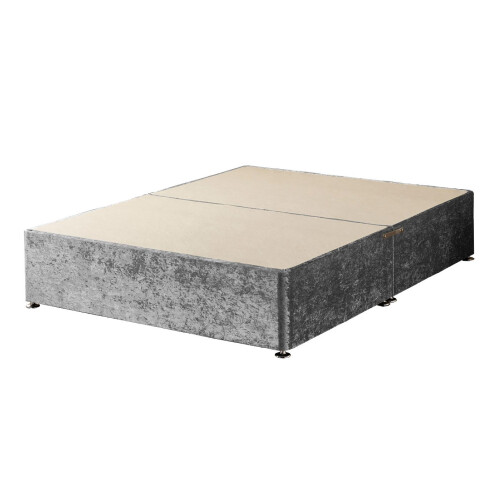 WINDSOR Velvet Divan Base, Fabric, Silver, Double, 2-Piece