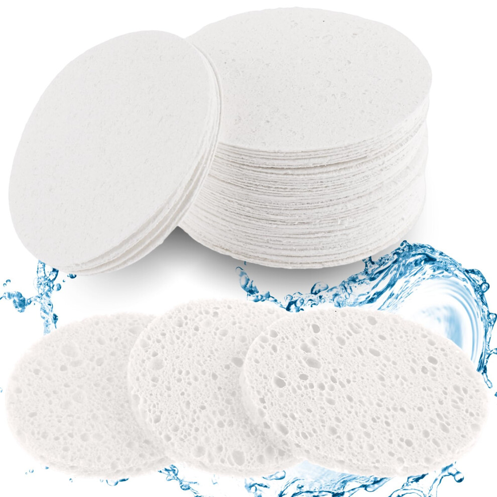 50 Count Compressed Facial Sponges For Washing Face Sponges Exfoliator Sponge For Skincare Routine And Makeup Remove (White) White 5051227112149