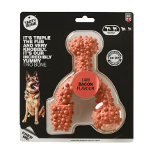 TastyBone TrioBone Nylon Dog Chew Toy for Large Dogs (Bacon) - Indestructible for Aggressive Chewers, Everlasting Flavour, Strong Healthy Teeth