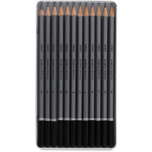 Derwent Academy Graphite Sketching Pencils, Set of 12 in Tin Box, 6B-5H HB Degrees, Precision Core Strength, Smooth Texture