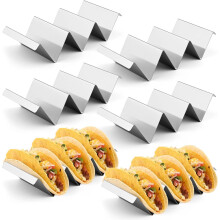 LATERN 6Pcs Taco Holder Stands, 21CM x 10CM Stainless Steel Taco Rack 3 Tacos Upright Stand Tray Stylish Taco Shell Holders with Handles - Oven