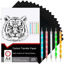 Raimarket 200 Sheets Black Carbon Paper for Tracing On Fabric Carbon Paper