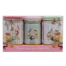 New English Teas Vintage Floral English Loose Tea Selection – 3x Mini Tins featuring Afternoon Tea, Earl Grey & English Breakfast