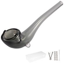 Handcrafted Glass Smoking Pipe – Durable Borosilicate Glass, Curved Long Mouthpiece, Secure Filter Holder, Includes 10 Filters, 3-in-1 Pipe Tool