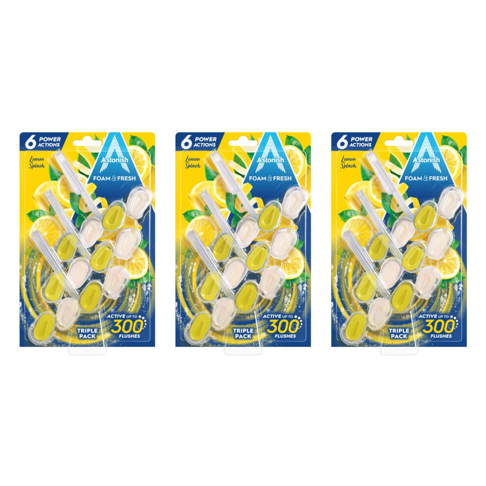 Astonish Mighty Toilet Bowl Foam & Fresh Blocks - Deep Cleaning Foam Action - Helps Combat Limescale And Removes Stains – Lemon Splash Scent