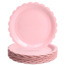 PARTY GO 50Pcs Pink Paper Plates 7" 18cm, Party Plates Disposable Supplies Pack for Birthday, Baby Shower, Holiday Wedding Valentine Party Decorations