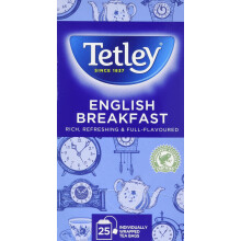 Tetley English Breakfast Black Tea Bags - Strong & Refreshing Morning Brew - Premium Blend with Assam & African Teas - Rainforest Alliance Certified
