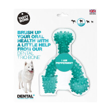 TastyBone TrioBone Dental Nylon Dog Chew Toy for Large Dogs (Peppermint) - Strong Healthy Teeth & Gums, Indestructible for Aggressive Chewers