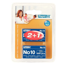 Rapid No. 10 Small Staples, For Stapling up to 10 Sheets, Use with Mini Staplers, Galvanised Wire, Pack of 3000, 20710728