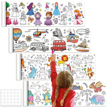 4 Pack Colouring Drawing Paper Roll for Kids, 3m x 30cm Children's Drawing Roll with Double-Sided