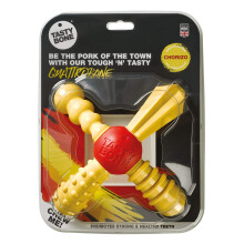 TastyBone QuattroBone Nylon Dog Chew Toy for Large Dogs (Chorizo) - Indestructible for Aggressive Chewers, Everlasting Flavour, Strong Healthy Teeth