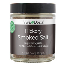 Viva Doria Hickory Smoked Sea Salt, Fine Grain, Hickorywood Smoked Salt, 142g Glass Jar